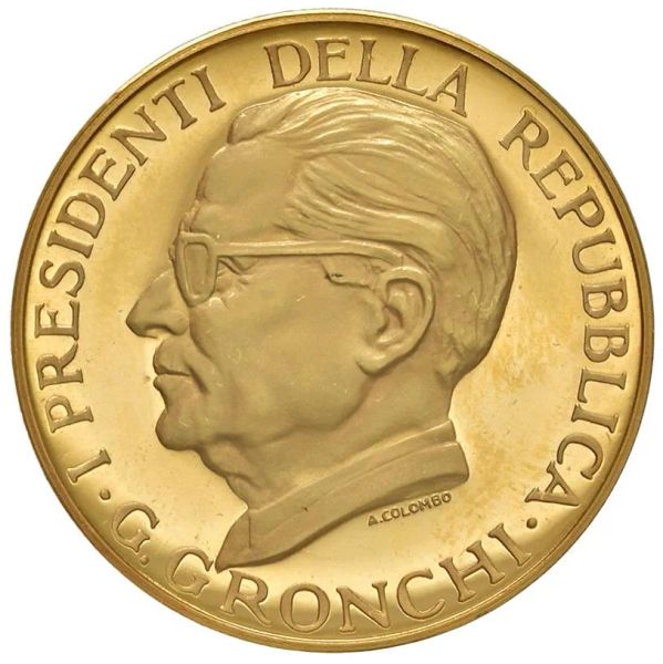 ITALIA. MEDAGLIA ORO 900 CHE COMMEMORA IL 20° ANNIVERSARIO DELLA REPUBBLICA (1946-1966) OPUS A. COLOMBO