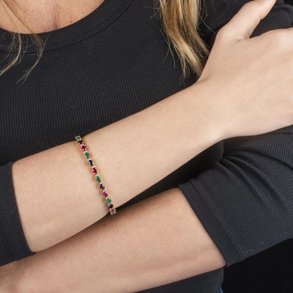 BRACCIALE CON PIETRE DI COLORE E DIAMANTI