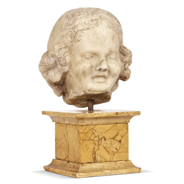 Florentine School, 15th century, head of a child, white marble