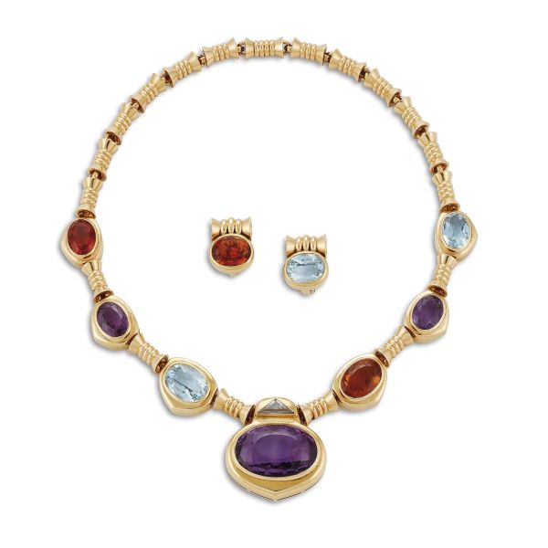 Bulgari - BULGARI MULTI GEM DEMI PARURE IN 18KT YELLOW GOLD