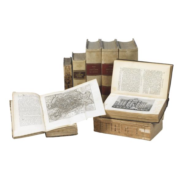 [GUIDE].     Lotto di 5 guide di Roma sette-ottocentesche (8 volumi):