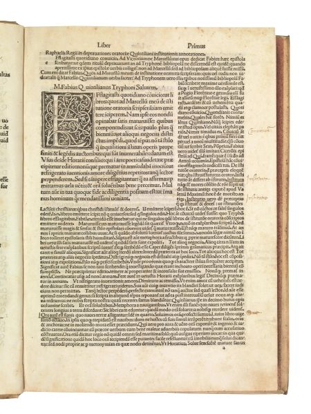 QUINTILIANUS, Marcus Fabius. Quintilianus cum commento. (Venetiis, per Bonetum Locatellum: mandato ac sumptibus nobilis viri Octaviani Scoti ciuis Modeotienses, 1493, XVI kalendas Sextiles [i.e. 17 luglio]).