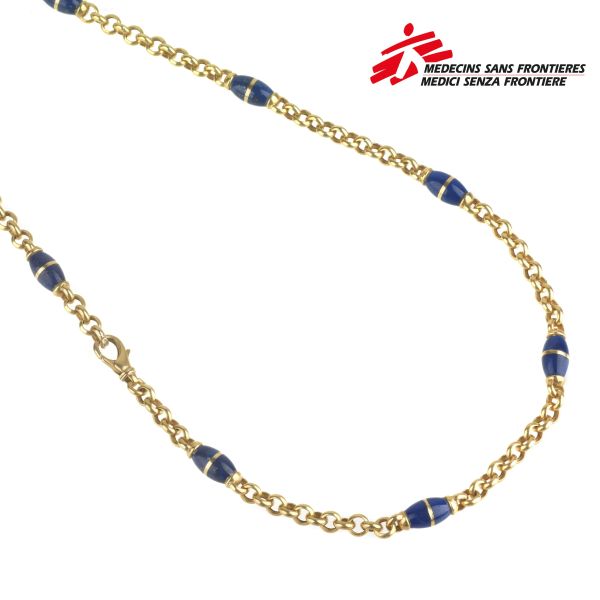 LAPISLAZULI ROLO CHAIN NECKLACE IN 18KT YELLOW GOLD