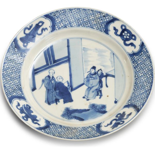 



A BLUE AND WHITE DISH, CHINA, 18TH CENTURY, BEARING A XUANDE MARK