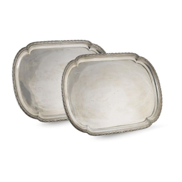 PAIR OF SILVER TRAYS, MILAN, 20TH CENTURY, MARKS OF MIRACOLI