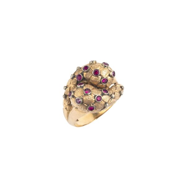 SYNTHETIC GEMSTONES RING IN 18KT ROSE GOLD