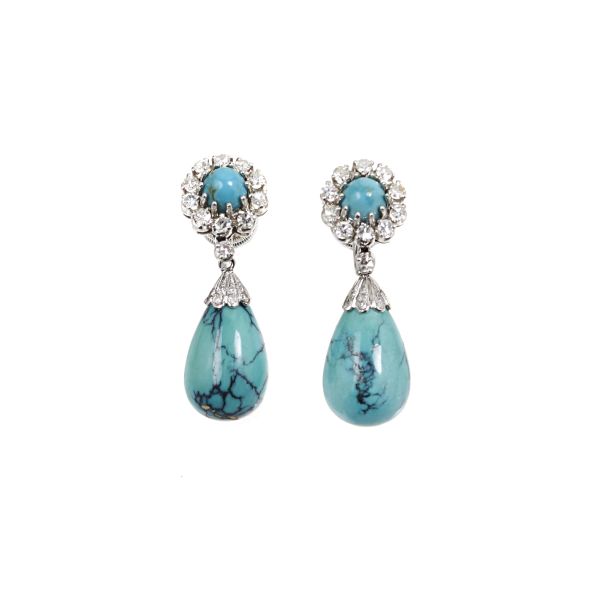 



DIAMONDS AND TURQOISE EARINGS IN 18KT GOLD
