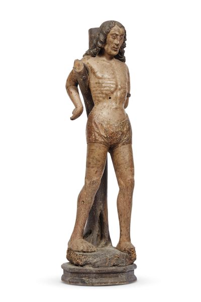 Northern sculptor,15th century, Saint Sebastian, polychrome wood