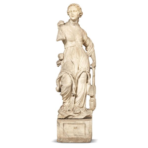 Northern Italian, early 18th century, Allegory of Music, marble, 77,5x22x19 cm
