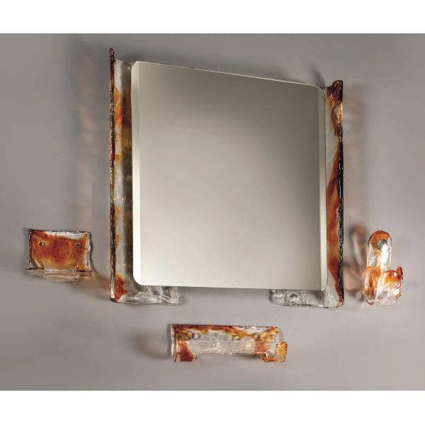 



A LIGHTED MIRROR, METAL AND GLASS STRUCTURE 