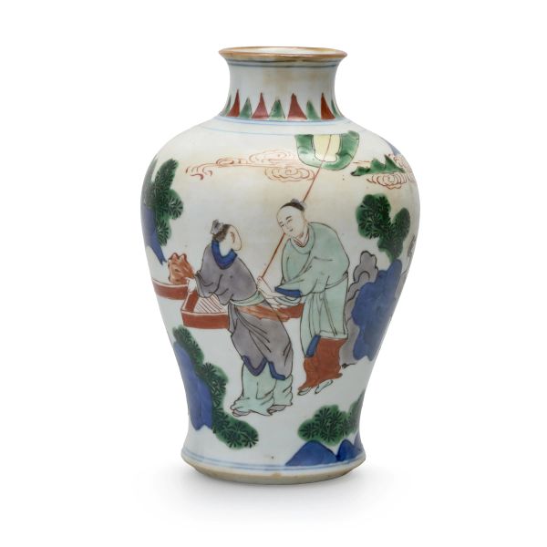 



A FAMILLE VERTE PORCELAIN VASE, CHINA, QING DYNASTY, SEC. XVII, SHUNZHI PERIOD