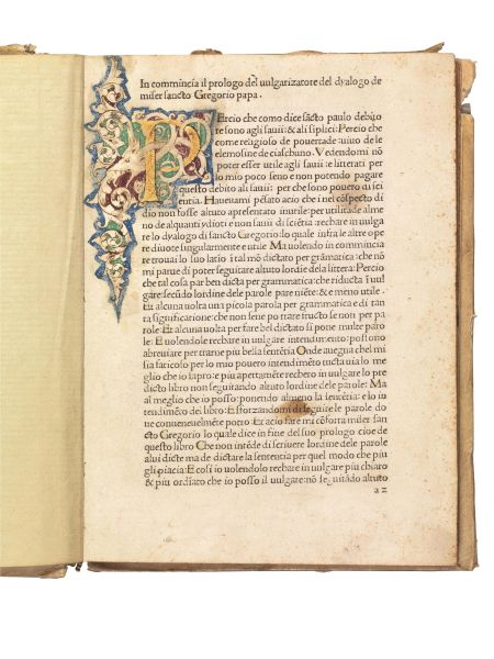 (Agiografia)   GREGORIO I.   Dyalogo de miser sancto gregorio papa.   (Venetiis, Iohannis de Colonia & Iohannis manthen de Gerretzem, 1475).