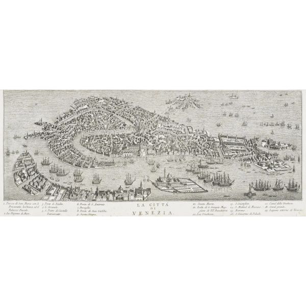 Zucchi, Francesco. Teatro delle fabbriche più cospicue in prospettiva della città di Venezia. Venezia, Albrizzi, [circa 1740].