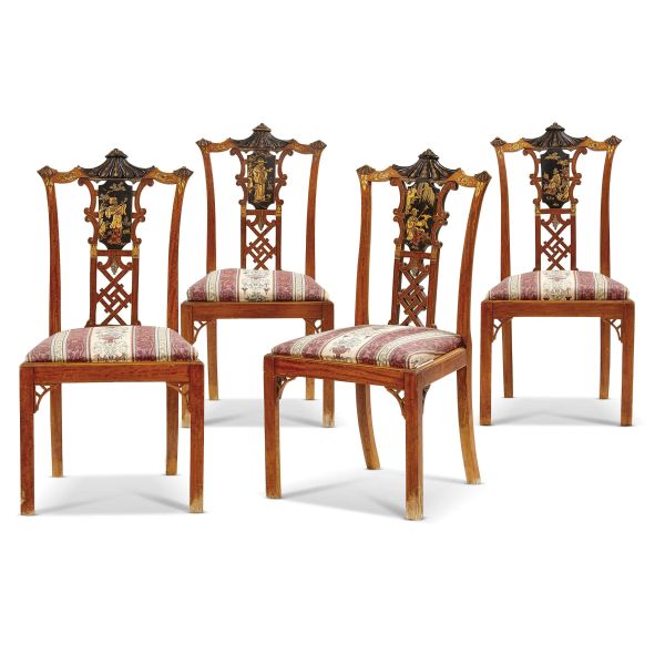 FOUR ENGLISH CHAIRS, 19TH CENTURY