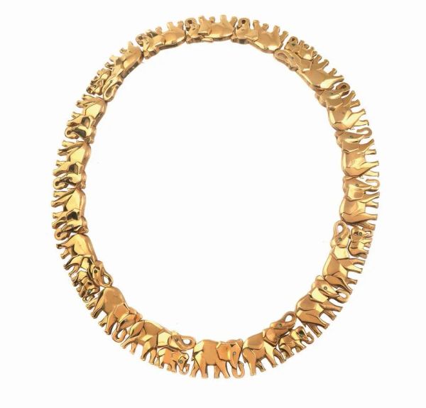 COLLANA, CARTIER, IN ORO GIALLO E SMERALDI