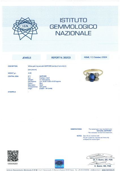 ANELLO CON ZAFFIRO CEYLON E DIAMANTI