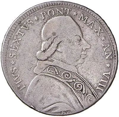 PIO VI (GIOVANNI ANGELO BRASCHI 1775 - 1799), MEZZO SCUDO ROMANO 1782