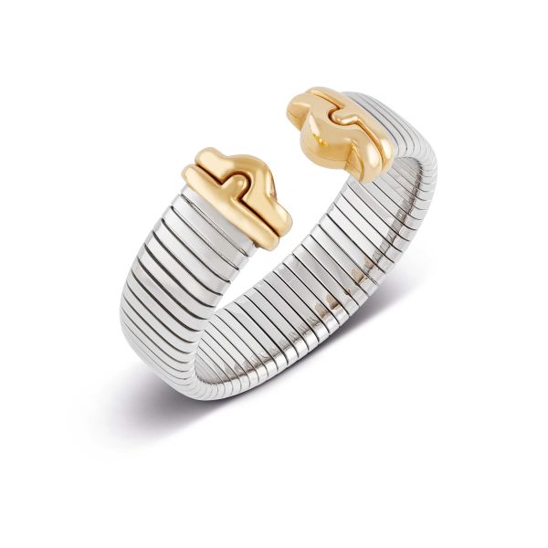 Bulgari - 



BULGARI CUFF TUBOGAS BRACELET IN STEEL AND 18KT YELLOW GOLD