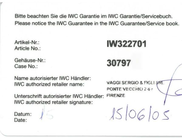 IWC INGENIEUR REF. IW322701 N. 30797XX