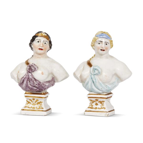 A PAIR OF MINIATURE BUSTS, NAPLES, SECOND HALF 18TH CENTURY
