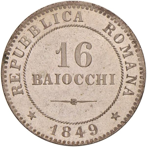 SECONDA REPUBBLICA ROMANA (1848-1849) 16 BAIOCCHI 1849