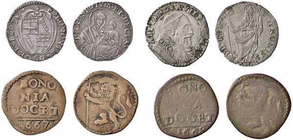 ALESSANDRO VII (FABIO CHIGI 1655 - 1667), LIRA 1660, 4 MONETE 