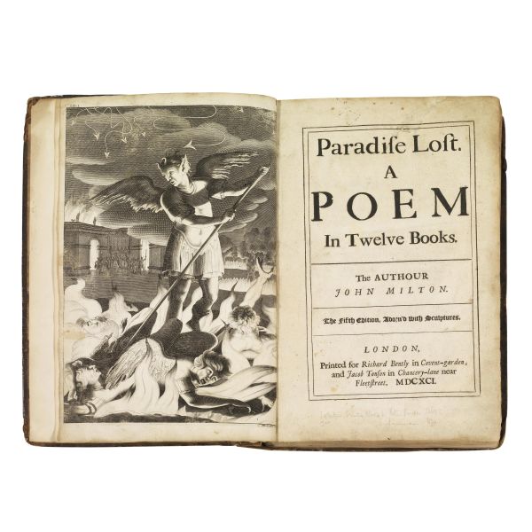 (Illustrati 600)   MILTON John.   Paradise Lost   [&#8230;]   The Fifth Edition  . London, Richard Bently &amp; Jacob Tonson, 1691.   [CON:]   Paradise regained  . London, R.E., 1688.   [CON:]   Samson Agonistes  . London, Randal Taylor, 1688.