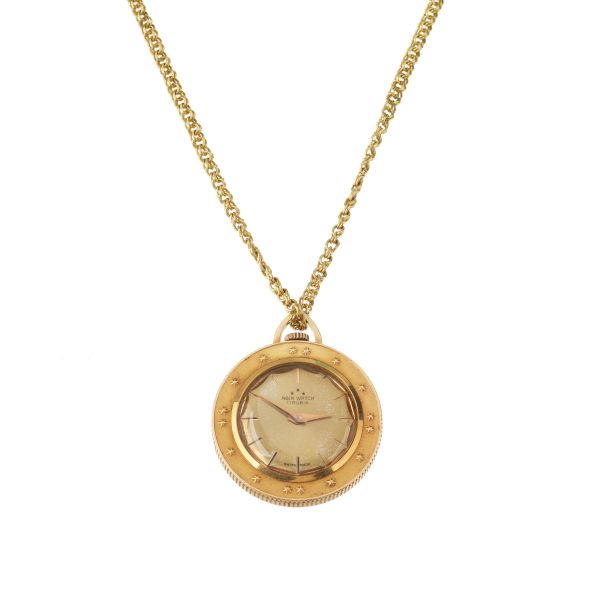 POCKET WATCH WITH A LONG 18KT YELLOW GOLD CHAIN