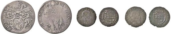 GREGORIO XIII (UGO BONCOMPAGNI 1572 - 1585), TRE MONETE (1 GROSSO, 2 SESINI)