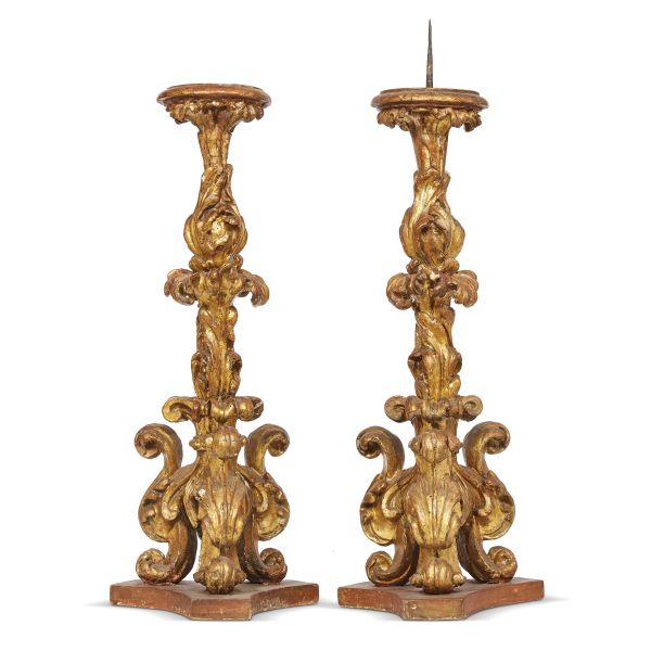 A PAIR OF CENTRAL ITALY TORCHES, 18TH CENTURY