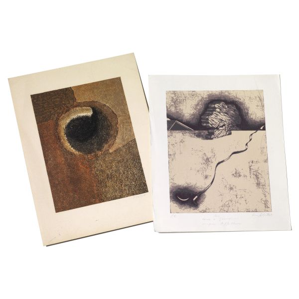 GRUPPO DI OTTO OPERE SU CARTA TRA TECNICHE MISTE E GRAFICA