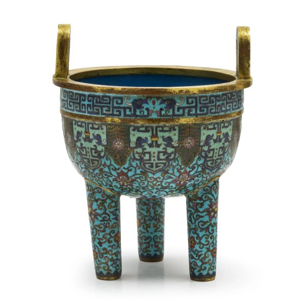 



A CLOISONN&Eacute; ENAMEL TRIPOD CENSER (DING), CHINA, QING DYNASTY, SEC. XIX