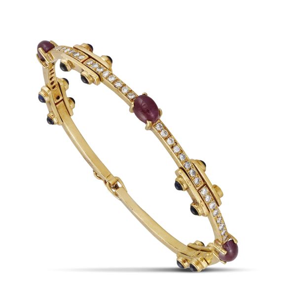 MORONI BRACCIALE A CATENA CON PIETRE DI COLORE E DIAMANTI