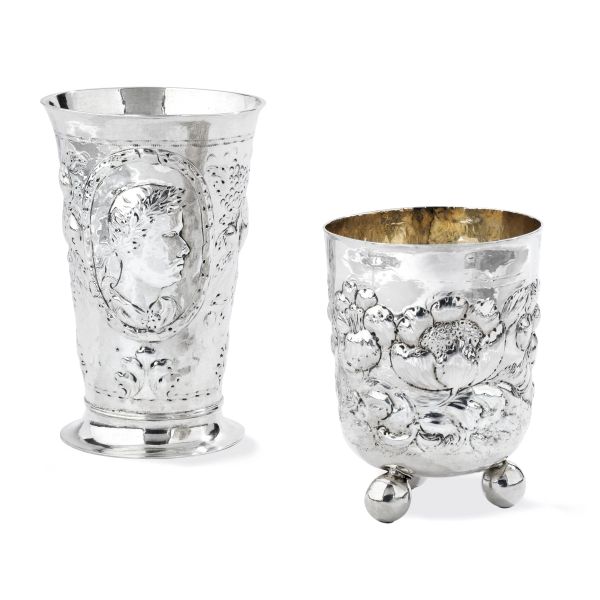 TWO SILVER GLASSES, DANZICA, 18TH CENTURY AND GERMANY, END OF 18TH CENTURY