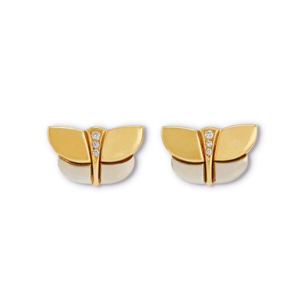 Bulgari - 



BULGARI DIAMOND BUTTERFLY-SHAPED CLIP EARRINGS IN 18KT TWO TONE GOLD
