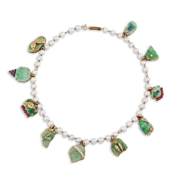 



MORONI NECKLACE IN 18KT TWO TONE GOLD WITH JADEITE, PEARLS, DIAMONDS, RUBIES AND SAPPHIRES