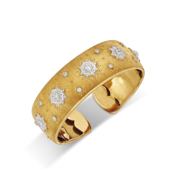 BUCCELLATI DIAMOND CUFF BRACELET IN 18KT TWO TONE GOLD