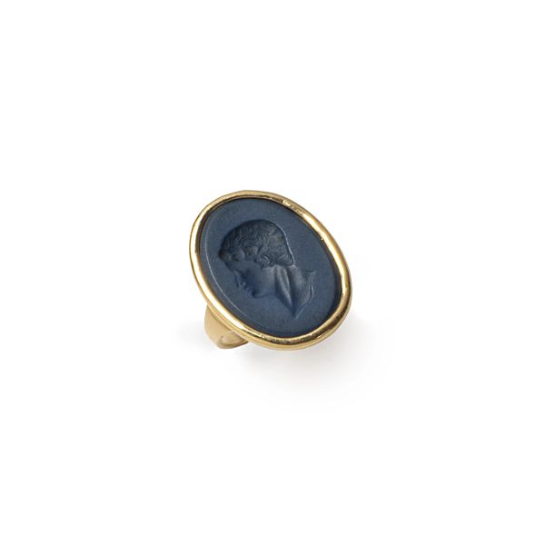 ANELLO CON PASTA VITREA BLU