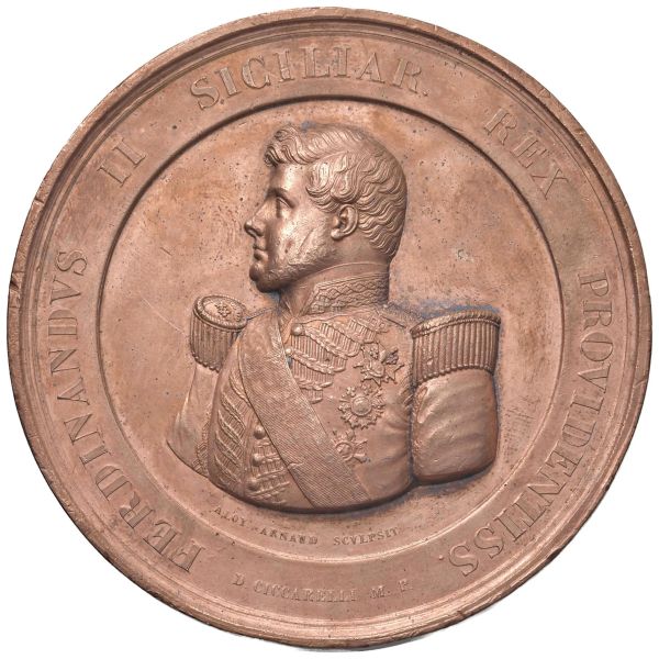 NAPOLI. FERDINANDO II BORBONE (1830-1859). MEDAGLIA 1846 PER L&rsquo;INAUGURAZIONE DELLA FERROVIA DA NAPOLI A CASERTA OPUS A. AMOUD