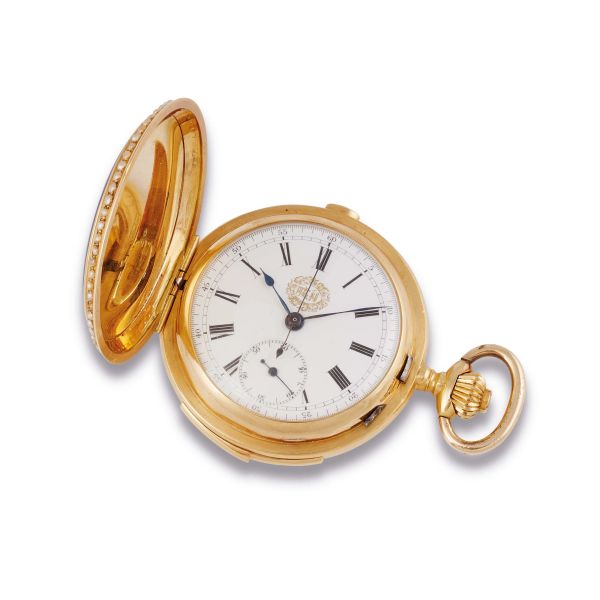 HOUR AND MINUTE REPEATER YELLOW GOLD CHRONOGRAPH POCKET WATCH 