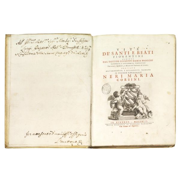 (Agiografia - Illustrati 700)   BROCCHI, Giuseppe Maria.   Vite de&rsquo; santi e beati fiorentini  . In Firenze, nella stamperia di Gaetano Albizzini, 1742.