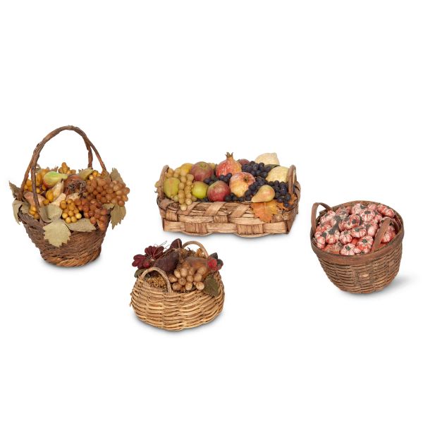 



QUATTRO CESTINI DI FRUTTA E VERDURA, NAPOLI, SECOLO XIX/XX 