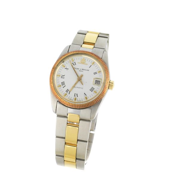 Baume &amp; Mercier - BAUME &amp; MERCIER BAUMATIC LADY REF. 1187 STAINLESS STEEL AND GOLD PLATED WRISTWATCH