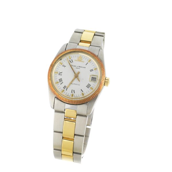BAUME &amp; MERCIER BAUMATIC LADY REF. 1187 STAINLESS STEEL AND GOLD PLATED WRISTWATCH