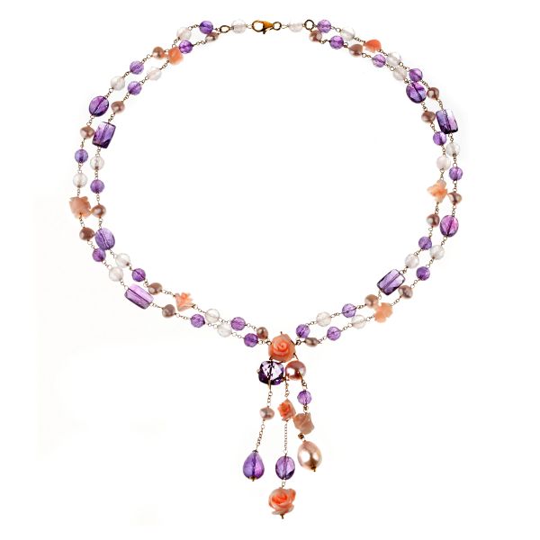 



MULTI GEM PEARL AND ROSE CORAL NECKLACE IN 18KT YELLOW GOLD 