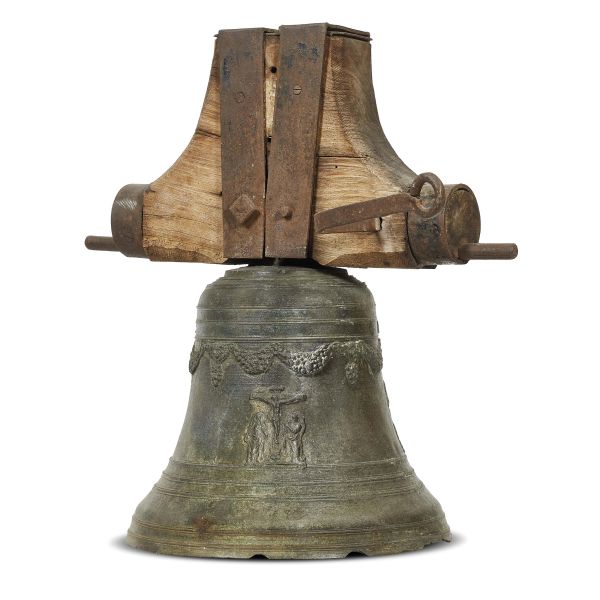 Northern Italian, 1671, A bell, h. 27cm, diam. 33 cm, bronze, 53x50x33 cm (overall)