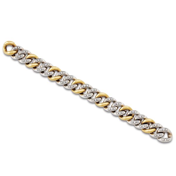 CURB CHAIN DIAMOND BRACELET IN 18KT TWO TONE GOLD