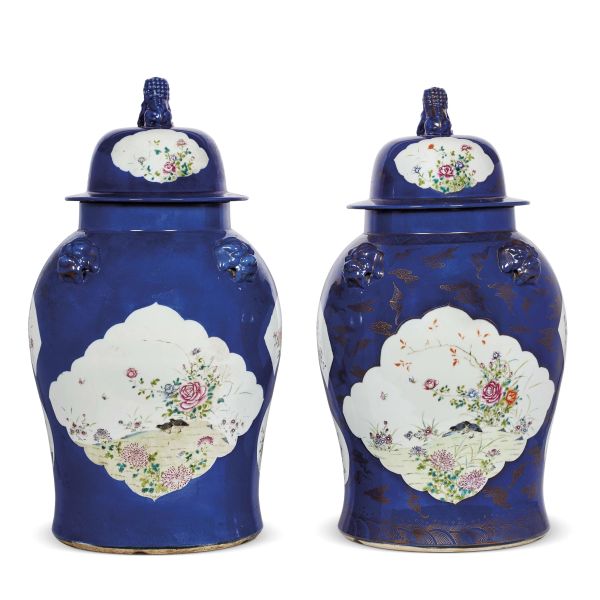 TWO POWER BLU VASES, CHINA, QING DYNASTY, 19TH-20TH CENTURY