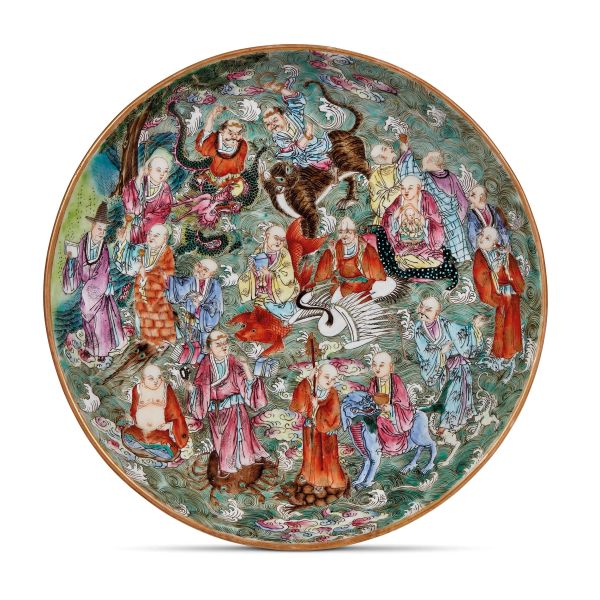 FAMILLE ROSE PORCELAIN DISH, CHINA, QING DYNASTY, 20TH 