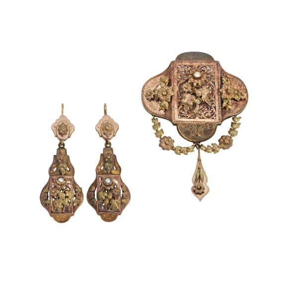 



FLORAL DEMI PARURE IN 9KT GOLD